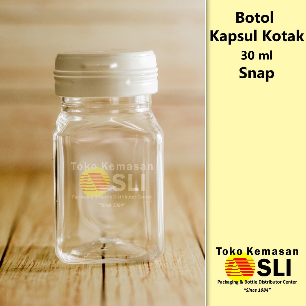Botol Kapsul Kotak 30 Ml Bening Snap / Kemasan Package Botol Minuman