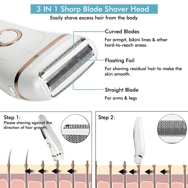 Alat Cukur Epilator Listrik Penghilang Rambut Tubuh Tanpa Sakit Tahan Air Untuk Wanita