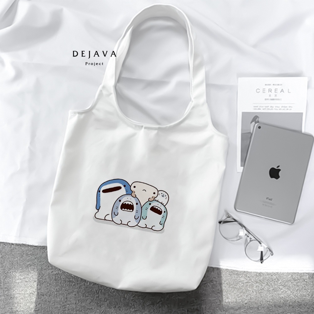 TERBARU TOTEBAG KANVAS PREMIUM TERBAIK DEJAVA SHARK TERKEREN