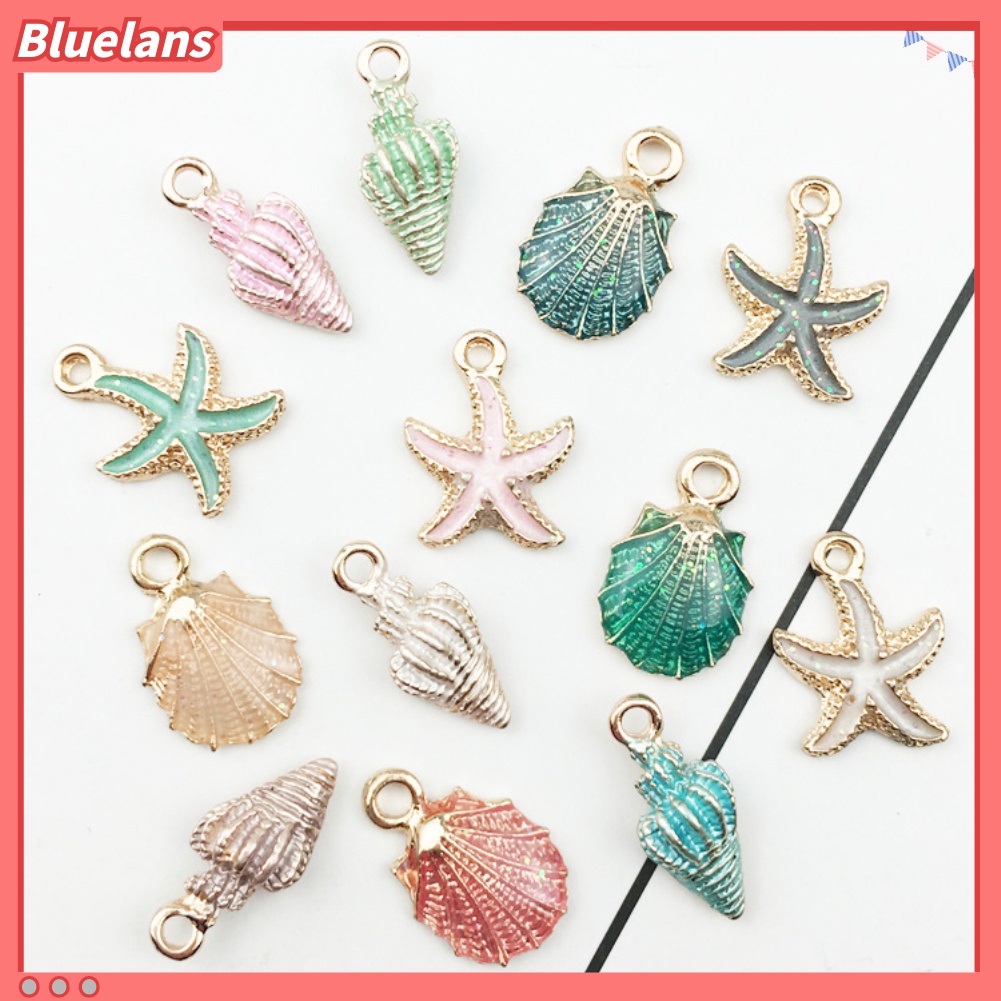 15pcs / Set Liontin Kalung Gelang Bentuk Bintang Laut Keong Kerang Untuk Aksesoris Perhiasan Unisex