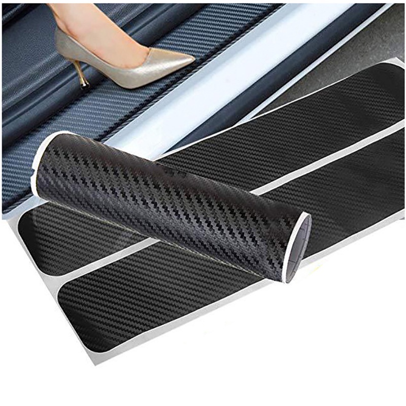 4pcs Stiker film Pelindung Ujung Pintu Mobil Universal Bahan Carbon fiber Anti Tabrakan