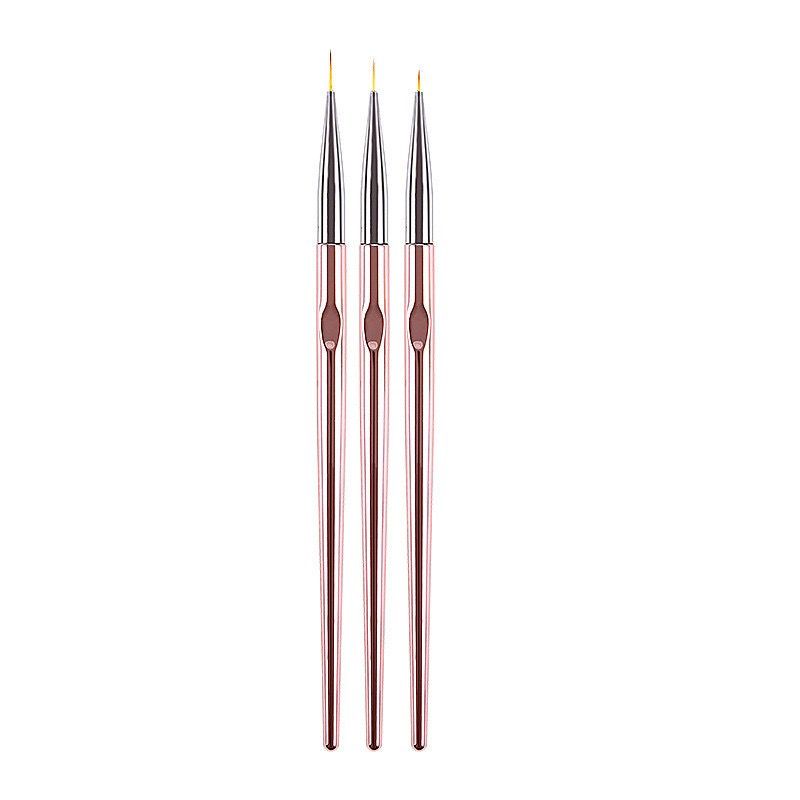 ￼Kuas 3 Pcs Rosegold Kuku Nail Art / Nail Art Liner Brush / Brush Liner 3 Pcs