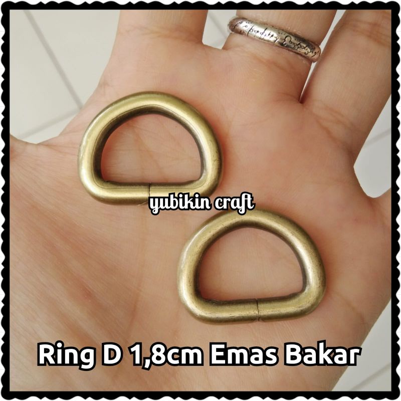 1 Piece Ring D Besi untuk Tali Tas 2cm (18mm) Warna Emas Bakar Gosok