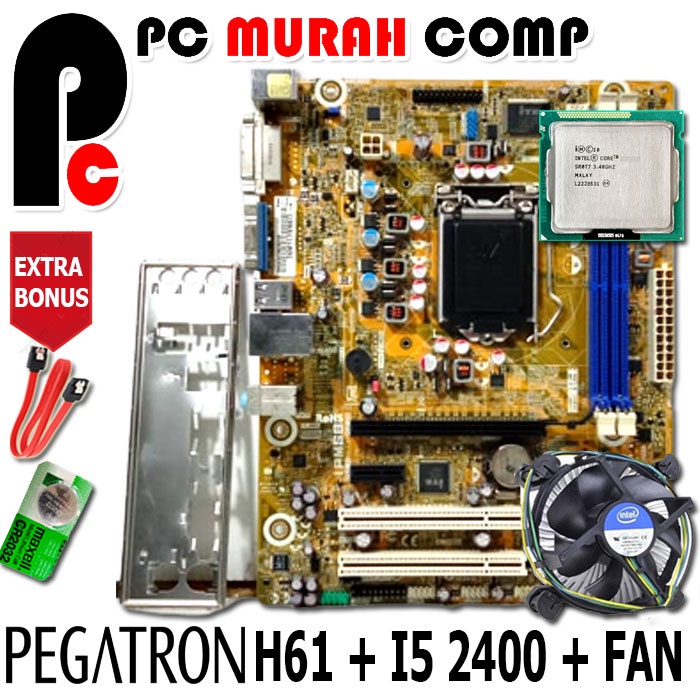 MOBO Mainboard Intel LGA 1155 H61 OEM Dengan Processor i5 2400