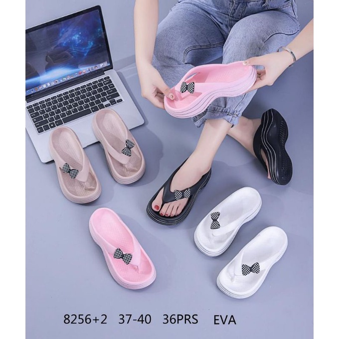 Sandal Jepit Wedges Fuji Pita Samping Cute Viral 8256