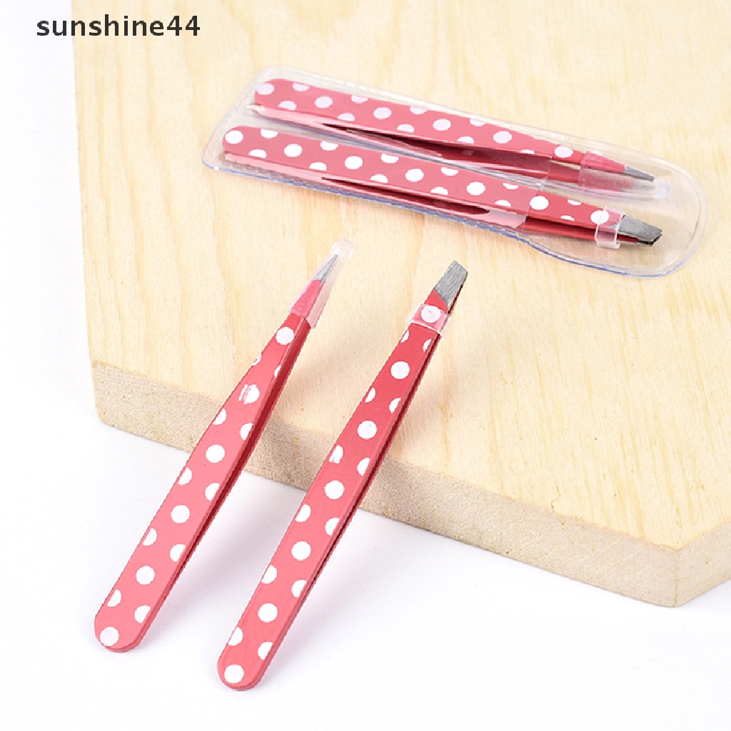 Sunshine 2Pcs / Set Pinset Pencabut Alis Bahan Stainless Steel