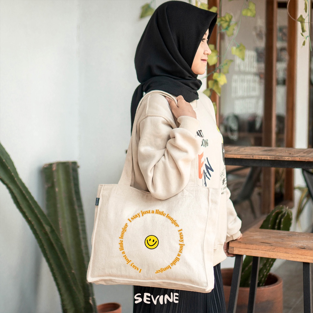 Sevine Totebag Kanvas Daisy Tas Wanita Tote Bag Kuliah Sekolah Kerja Kantong Laptop Quotes Aesthetic - KB