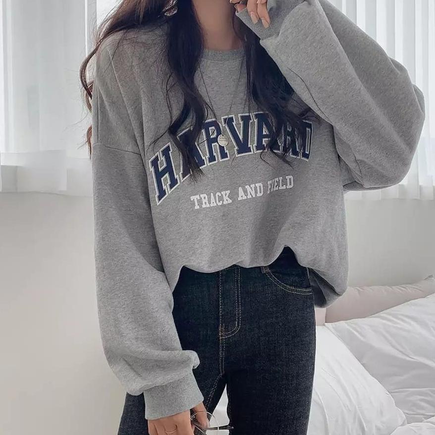 Terbaru SWEATER OVERSIZE WANITA HARVARD SWEATER PRIA WANITA CREWNECK SWEATER OBLONG SWITER