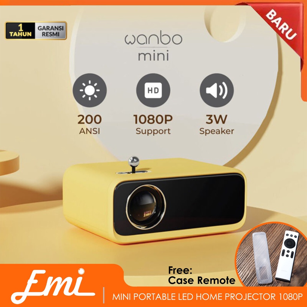 Wanbo Mini Portable LED Home Projector 1080P Supported 200 ANSI Lumens