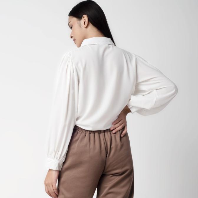 ORIGINAL Benhill Kemeja Wanita Seori Lengan Panjang Puff White 252