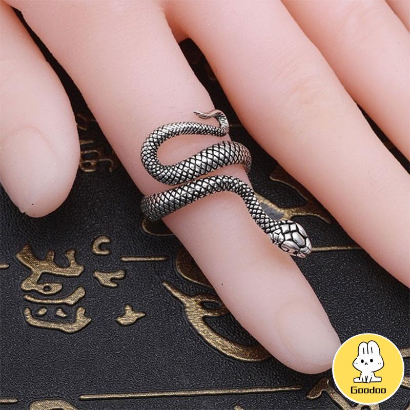 Cincin Pria / Wanita Korea Desain Ular Adjustable Gaya Punk Untuk Pesta / Hadiah -Doo