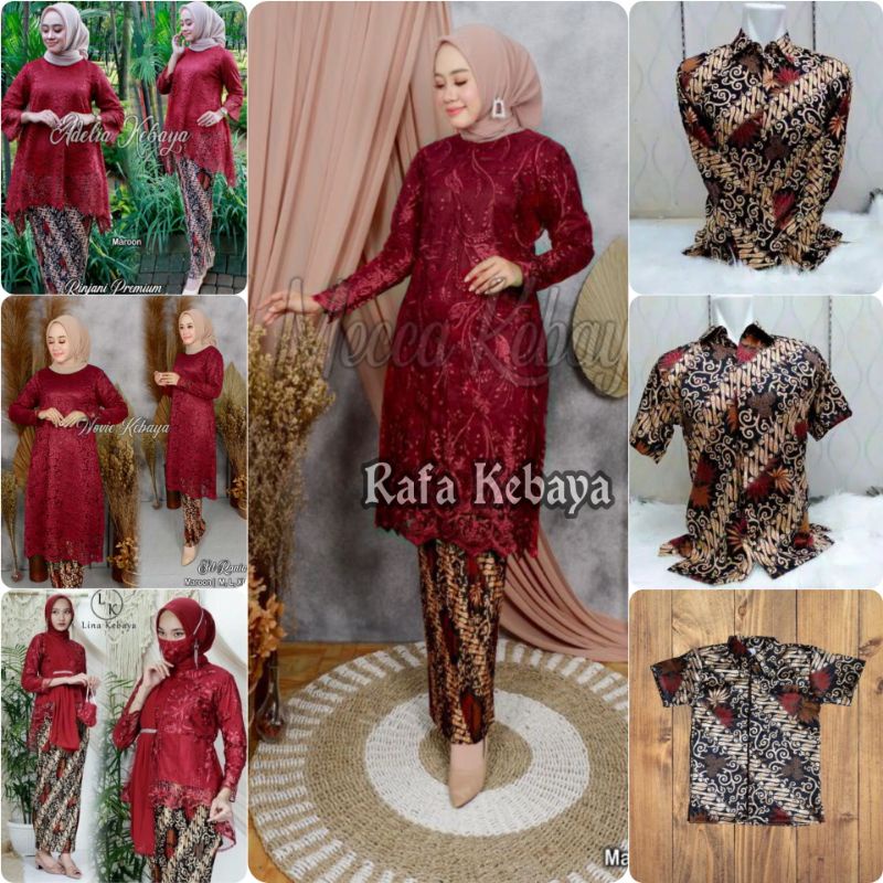 SET KEBAYA COUPLE BRUKAT MARON/COUPLE KEBAYA BRUKAT TERLARIS/ COUPLE KEBAYA KELUARGA