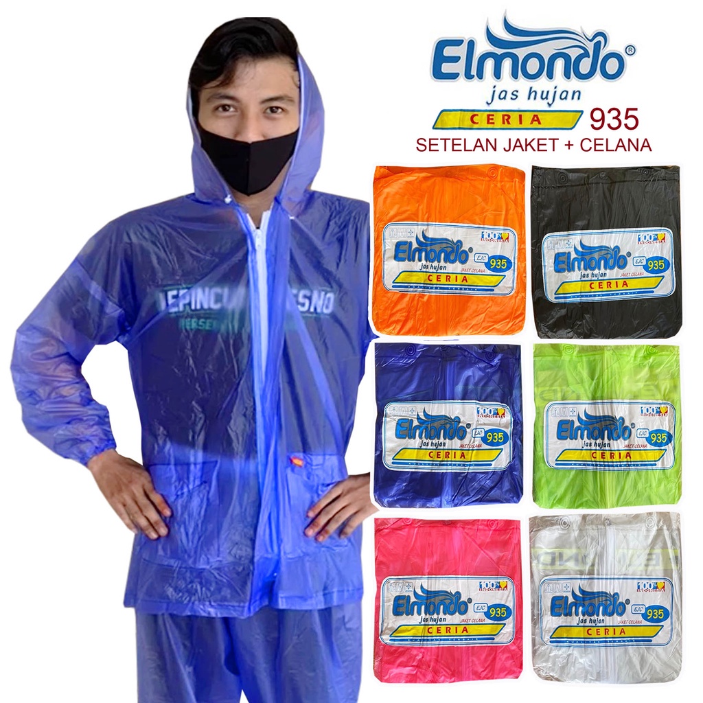 Mikusoo Jas Hujan Dewasa Elmondo Setelan Jaket Celana Raincoat Murah Pria Wanita