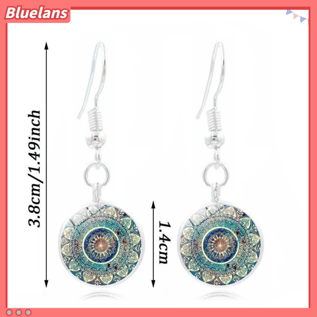 Bluelans Mandala Jewelry Set Flower Pattern Meaningful Wear-resistant Mandala Necklace and Earrings Set Birthday Valentine Friendship Gift