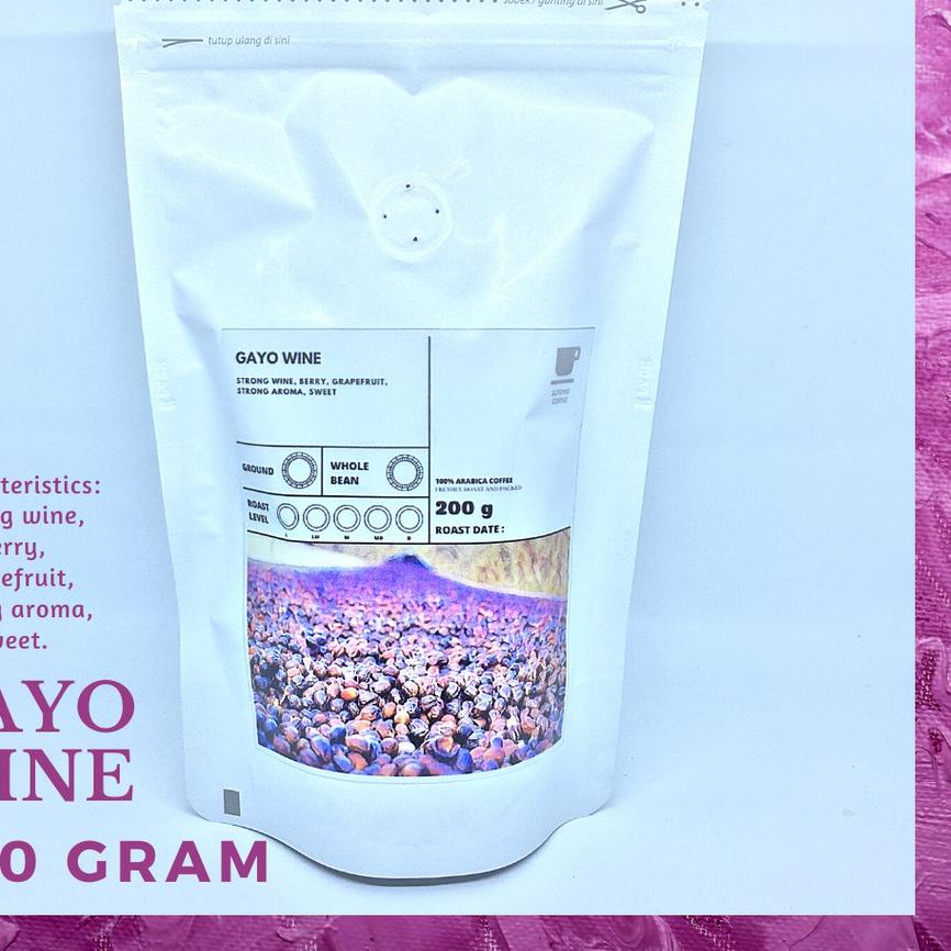 

EXCLUSIVE!KOPI ARABIKA ACEH GAYO NATURAL WINE PROCESS 200 GRAM BY SUTOYO COFFEE | SINGLE ORIGIN | PREMIUM COFFEE | ROAST BEANS|KD9