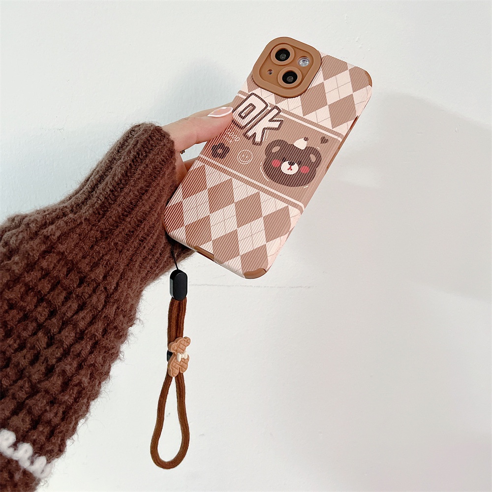 1Pcs Cartoon Bear Portable Short Phone Chain Adjustable Lanyard Wrist Rope for Phone Accessories