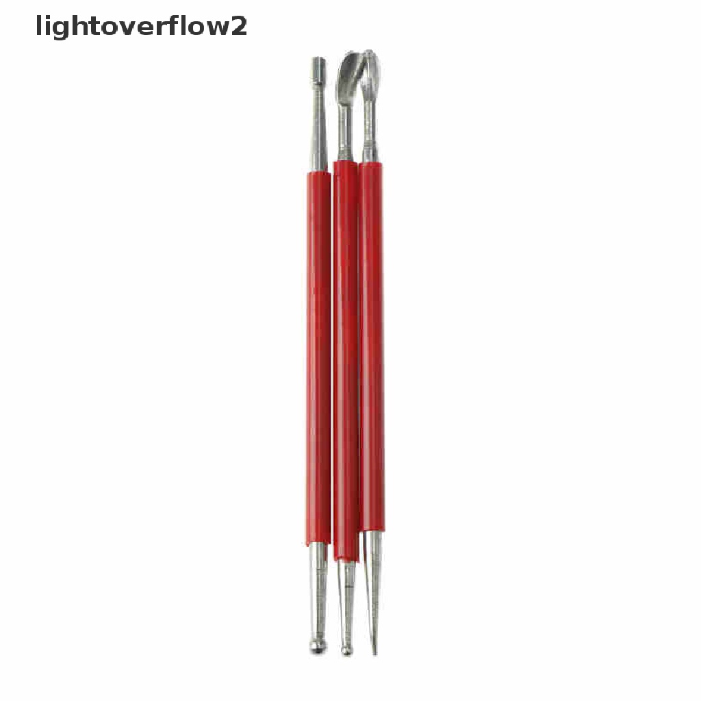 (lightoverflow2) 3pcs / Set Alat Pahat Tembikar Tanah Liat / Polymer / Keramik DIY