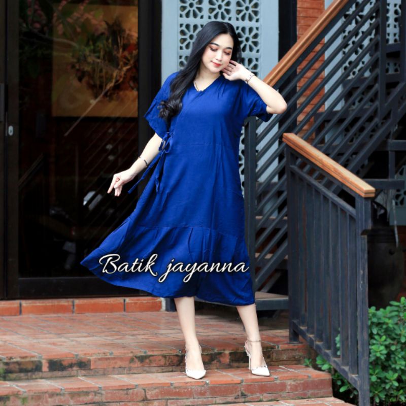 Daster Viral Rayon Halus Panjang Busui  Selutut Ruffle