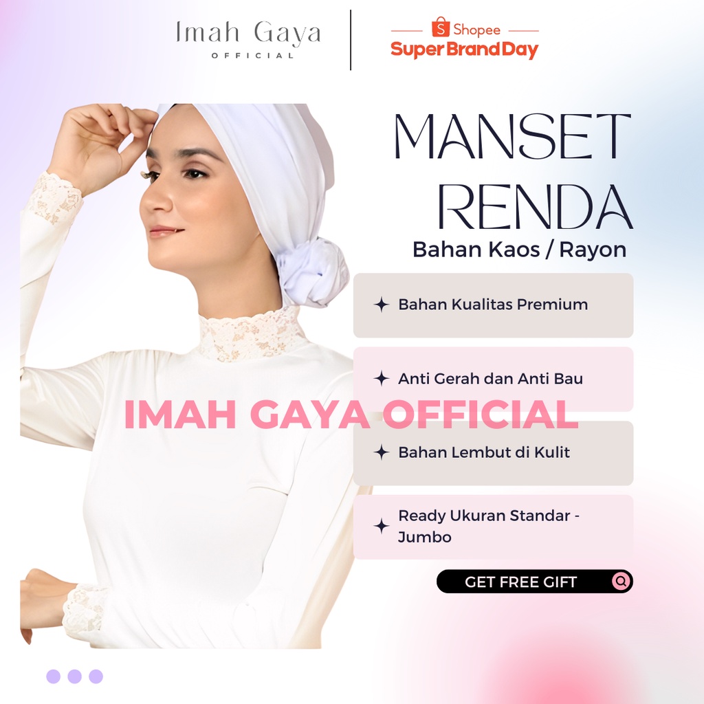 Baju Manset Renda Inner Wanita Dewasa Standar Polos Rayon Baju Manset Lengan Panjang