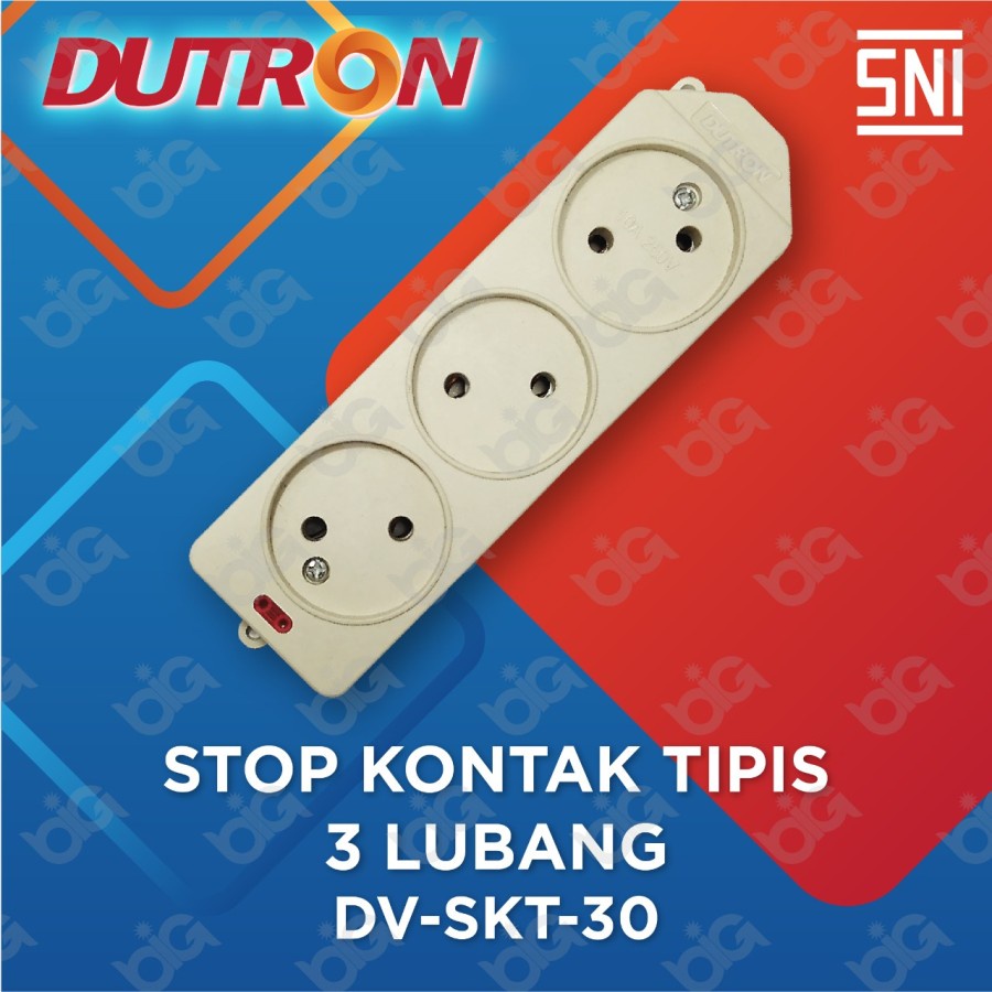 Stop Kontak Dutron Gepeng Lubang 3 / Stop Kontak Tipis Dutron