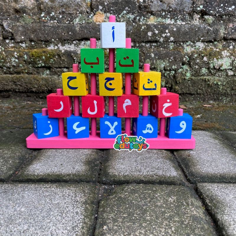 Piramida Huruf Hijaiyah / Balok Susun Huruf Hijaiyah / Balok Piramida Huruf Hijaiyah