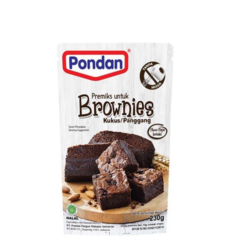 ヹ Pondan Tepung Premiks Brownies Kukus &amp; Panggang Chocolate 230 gr NEW 91 ✤