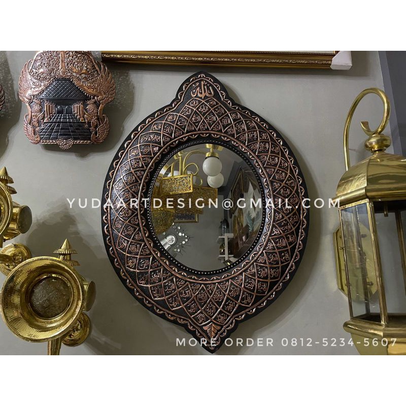 cermin hias / cermin oval / cermin tembaga / kaca/ kaca tembaga / hiasan dinding