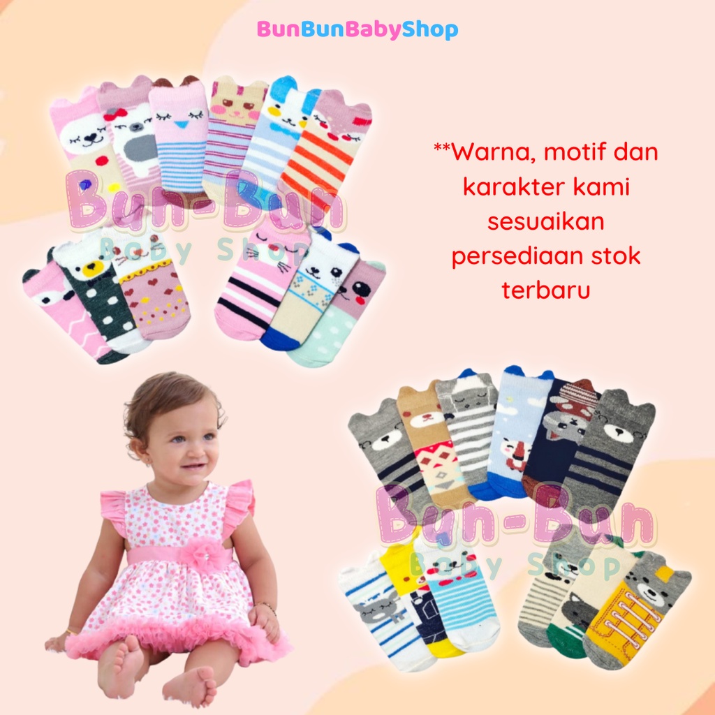 Kaos Kaki Bayi Motif Telinga 3D Karakter Hewan Lucu Perlengkapan Lahir Baby Newborn Murah Perempuan Laki New Born Anak Pendek Cewek Cowok Halus Boy Girl Bunbunbabyshop