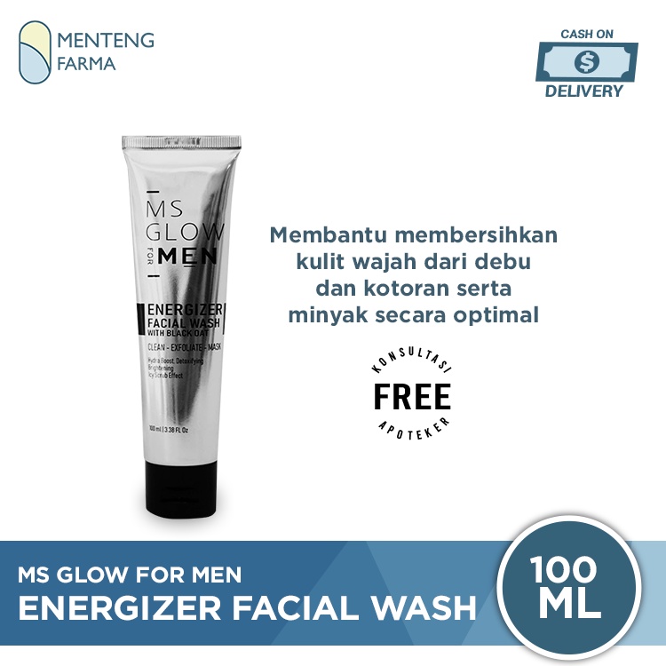 Ms Glow Men Energizer Facial Wash 100 mL - Pembersih Wajah 3 in 1 Pria