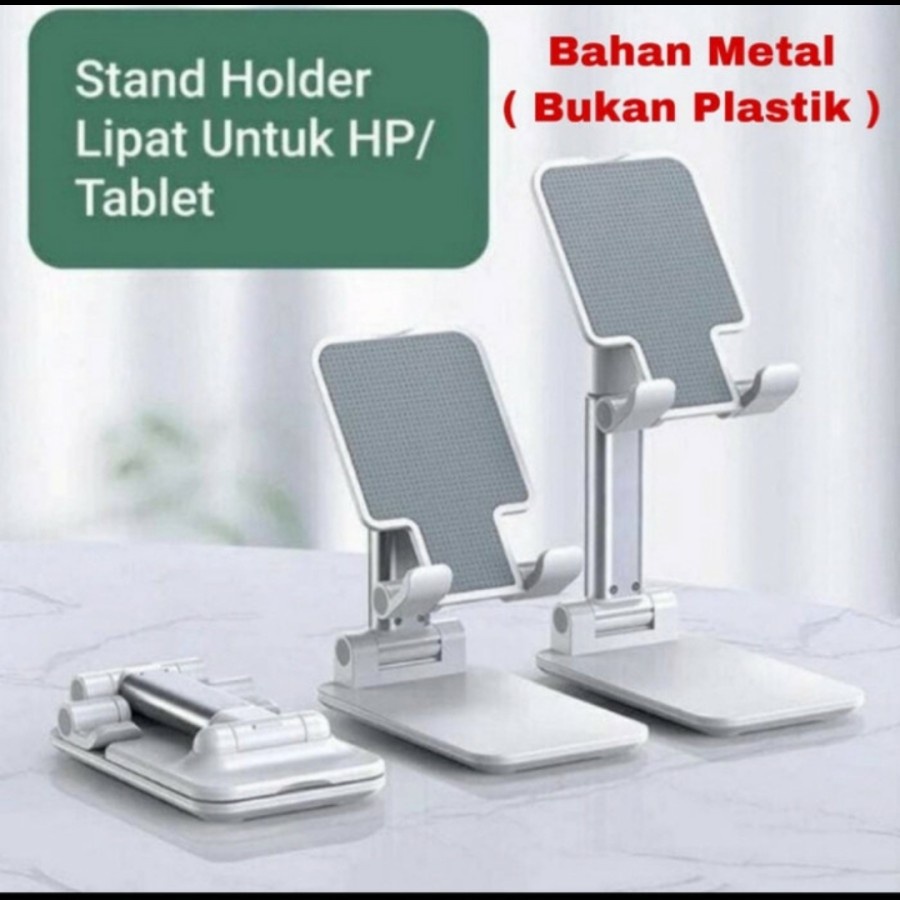 Holder folding desktop phone stand / dudukan hp bahan metal