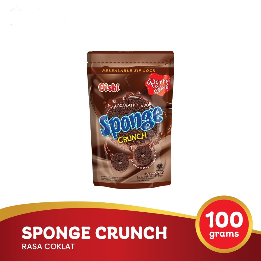 MAKANAN RINGAN OISHI SPONGE CRUNCH RASA COKLAT 100GR