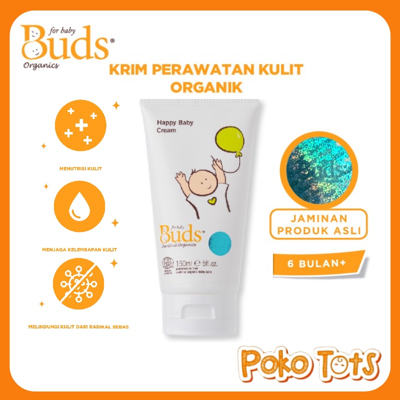Buds Organics Happy Baby Cream 150ml Krim Perawatan Kulit Bayi BCO Cherished Organic