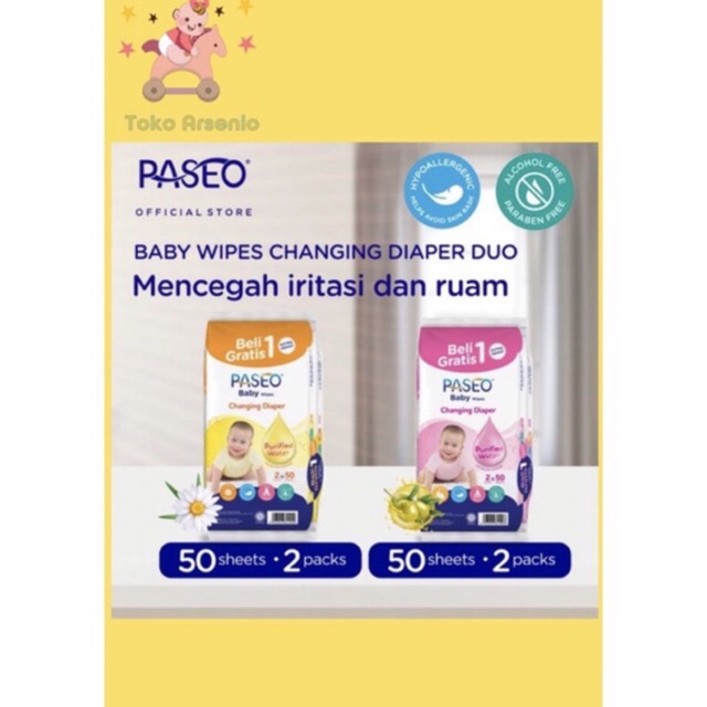 Tissue Basah bayi paseo 50's/Paseo Baby Wipes/ Buy 1 get 1 free