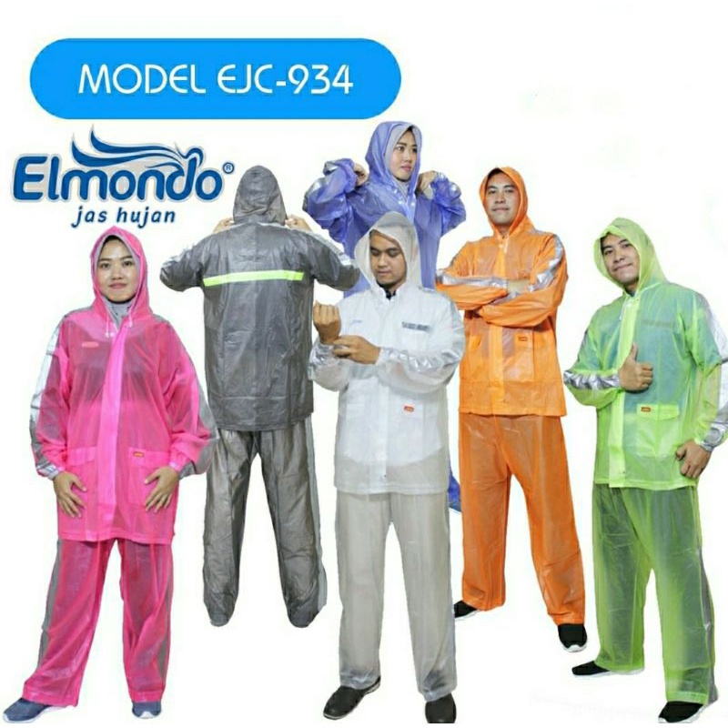 Elmondo EJC 934 Jas Hujan Jaket Celana Warna Random - Jas Ujan Setelan Dewasa Karet Pria - Wanita