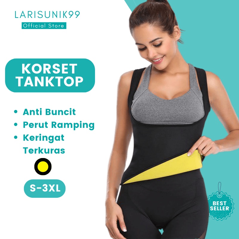 Korset Pelangsing Perut Tanktop Corset Alat Pengecil Pembakar Lemak Tubuh Wanita Cewek