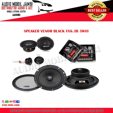 SPEAKER AUDIO VENOM BLACK SERIES SPEAKER 3 WAY COMPONENT VX 6.3 B FREE KANEBO