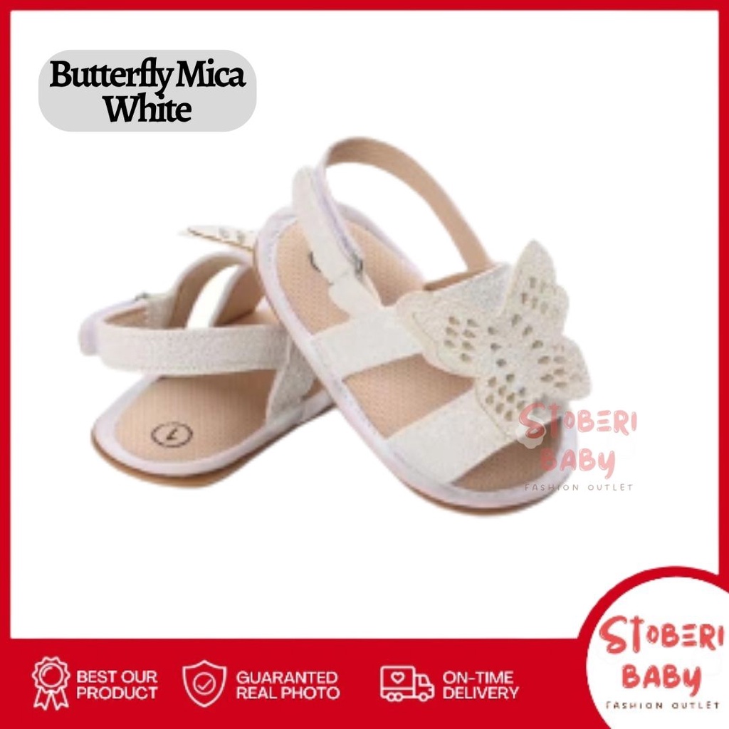 stoberi baby - PREWALKER Sepatu Anak Bayi Baby Shoes Sandal Casual Socks Anti Slip Bahan Import / BUTTERFLY MICA