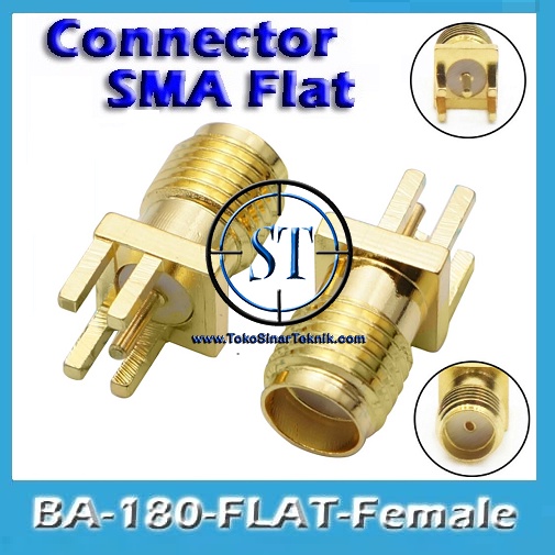 BA-180-Flat-Female Connector Cewek SMA PCB 5P Konektor Lurus RPSMA RP-SMA 5 Pin Antena