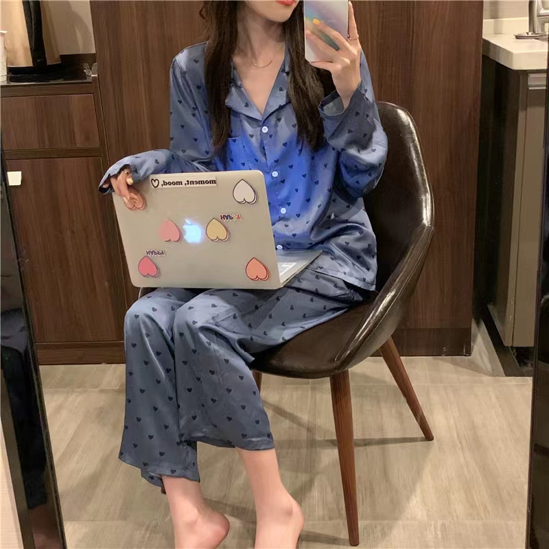 New Korean Cute Wind Ice Silk Pajama Set/Outwardly Wearable Household Suit