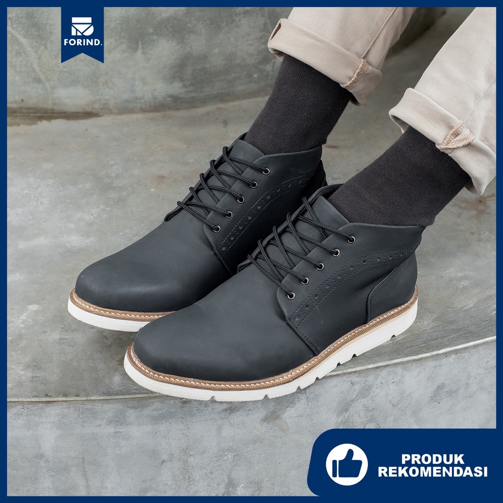 Marseille Black | Sepatu Boots Hitam Pria Casual Kerja Cowok Boot Vintage Klasik Kasual Laki Original | Lvnatica x FORIND