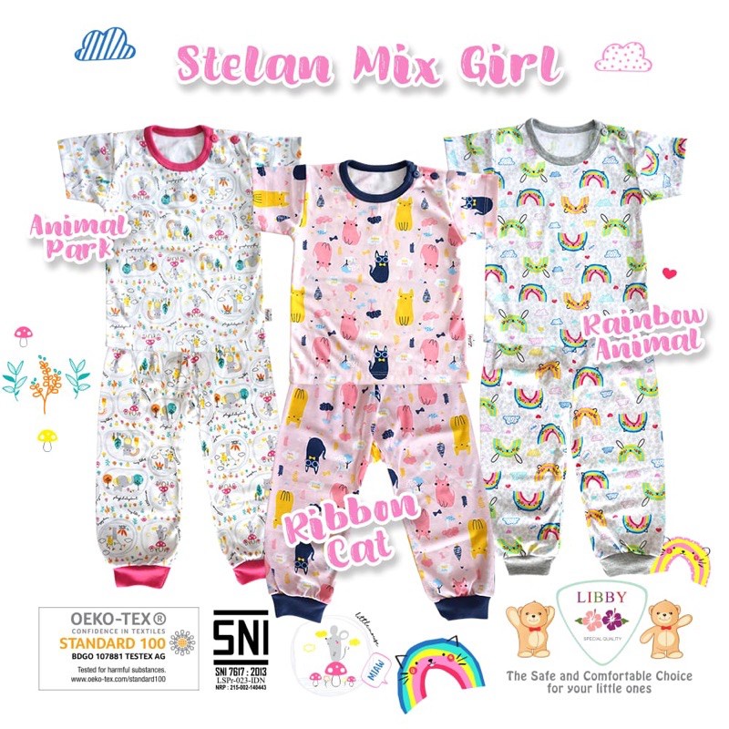 Libby 1 Pcs Setelan Baju Bayi Pendek Celana Panjang 2L XL XXL (18 M - 4 Tahun) BJPDK Libby