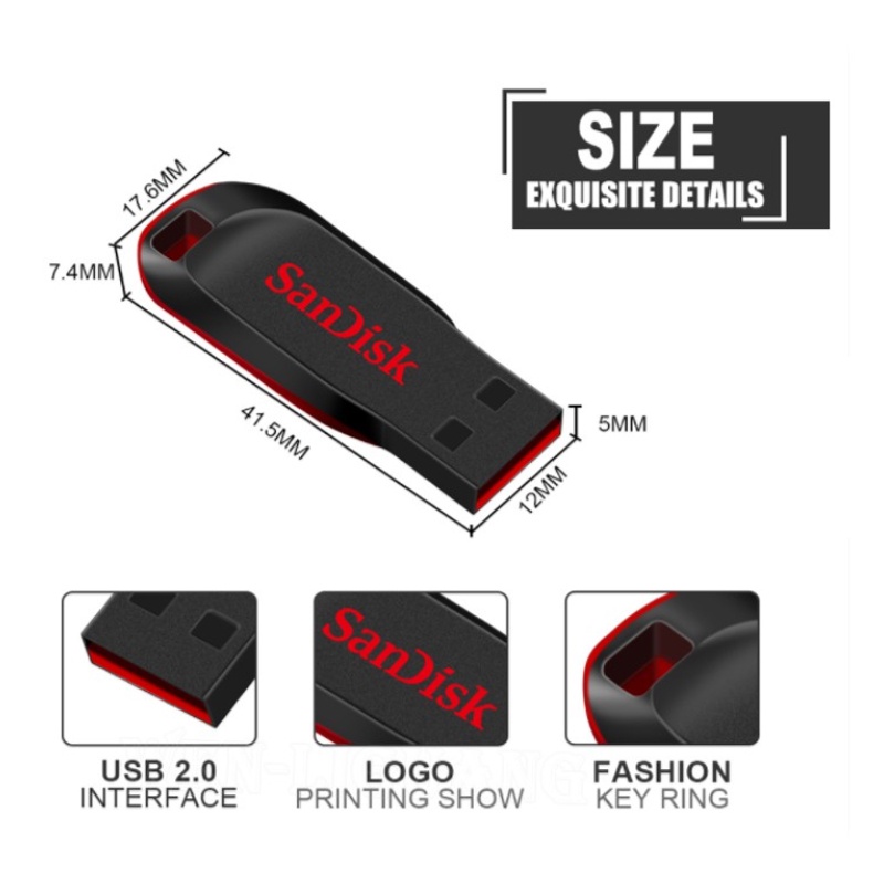 Flash Drive Sandi Hitam Merah 8GB 16GB 32GB 64GB 128GB 256GB 512GB 1TB 2TB USB2.0 Flash Drive Cocok Untuk Handphone Dan Komputer Waterproof