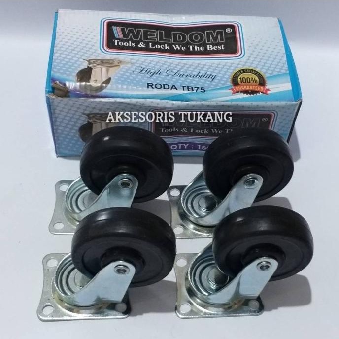 =====] Roda Troli Karet 3 Inch / Roda Etalase / Roda Caster Karet 3" Weldom