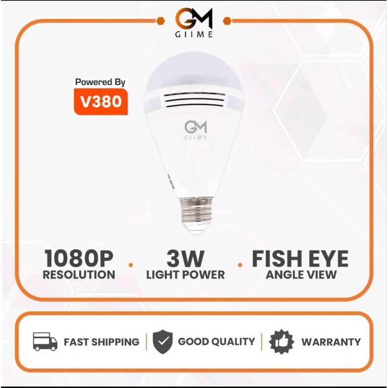 READY Giime.Id - Triton Cctv Camera Wifi Bulb Hasil Fish Eye 130° 1080Hd Support Sd Card Original