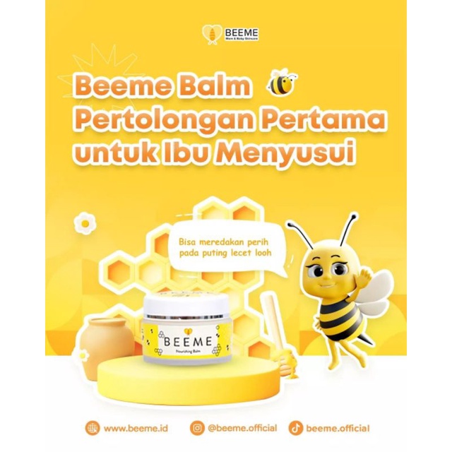 Beeme Nourishing Balm 15gr - Skincare Aman untuk Ibu dan Bayi / Pelembab Kulit Wajah Bibir / Mengobati Ruam Popok Bayi / Flek Hitam / Jerawat / Bekas Jerawat / Stretchmark / Ketombe / Lecet Puting