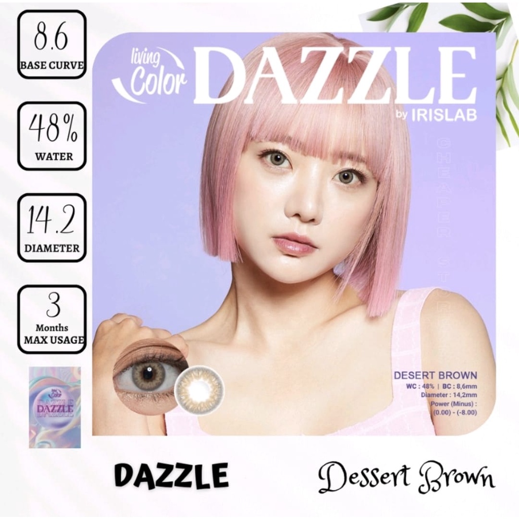 PAKET SOFTLENS DAZZLE NORMAL DIAMETER 14.2mm BY LIVING COLOR + CAIRAN SOFTLEN 60ml  GRATIS TEMPAT SOFLEN