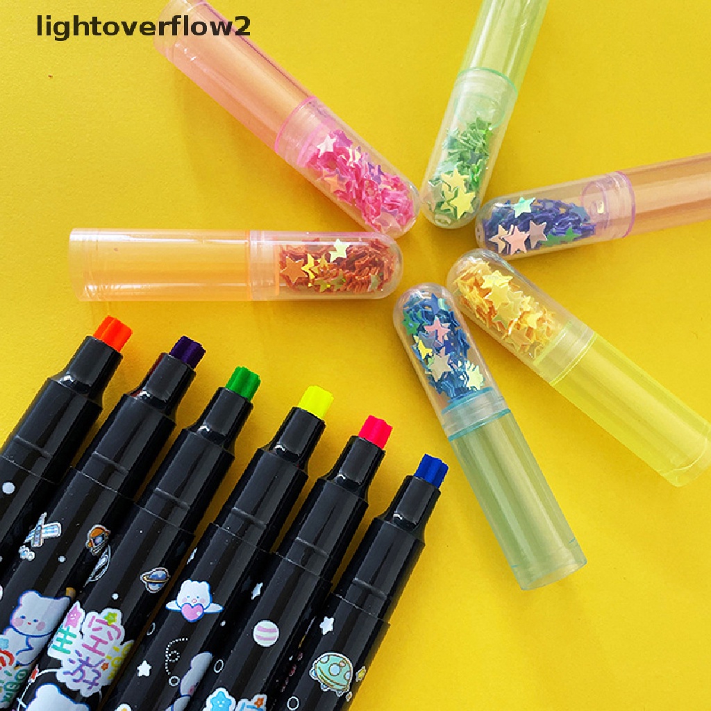 (lightoverflow2) 6 Warna / set Pulpen / Bolpoin Motif Bintang Kawaii Untuk Stationery / Sekolah / Hadiah