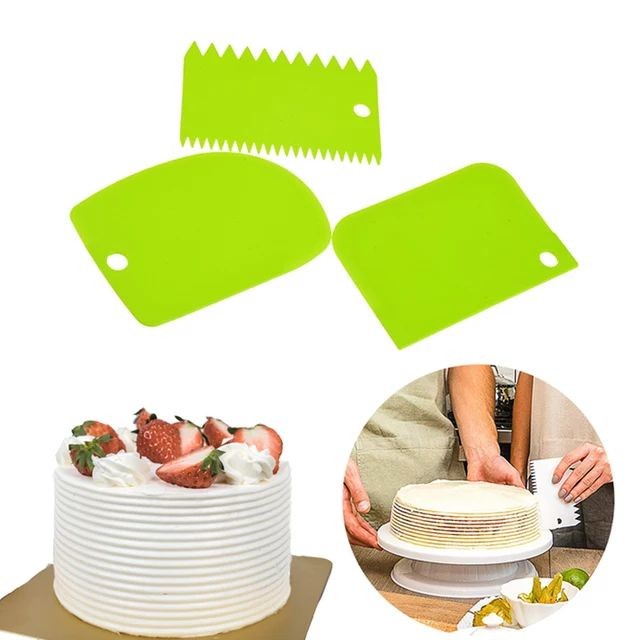 Osakashop - Scraper Set 3 pc Alat Pemotong Adonan Penghias Kue Buttercream Fondant