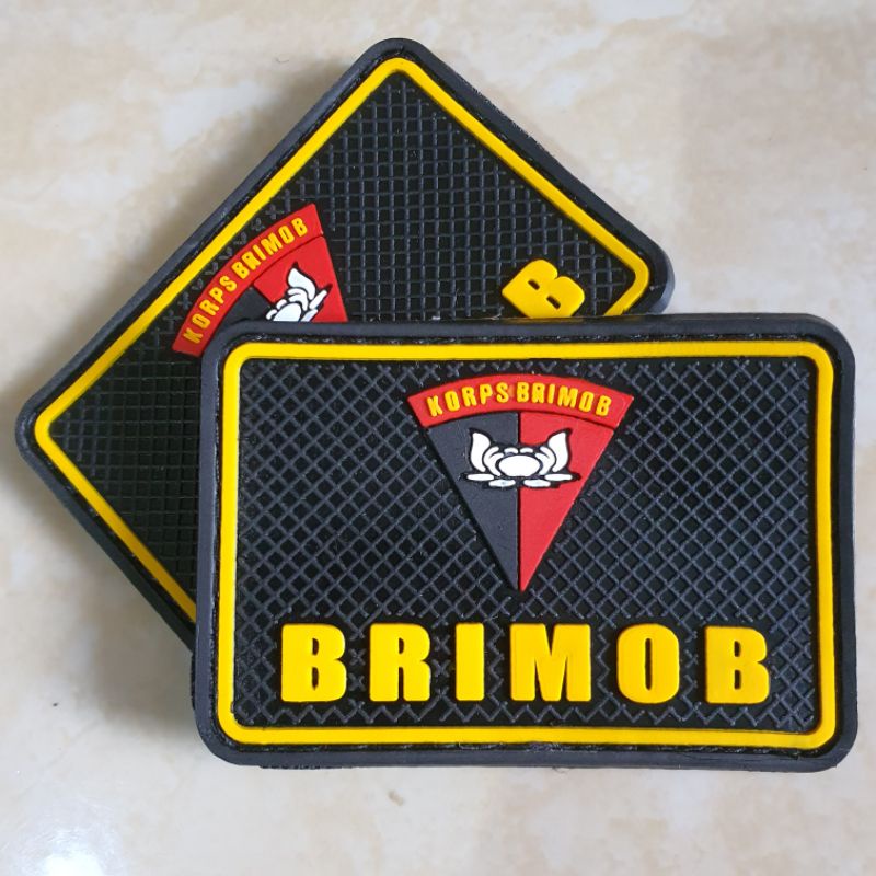 patch rubber logo brimob kotak - korps brimob - polisi - police - tempelan emblem karet