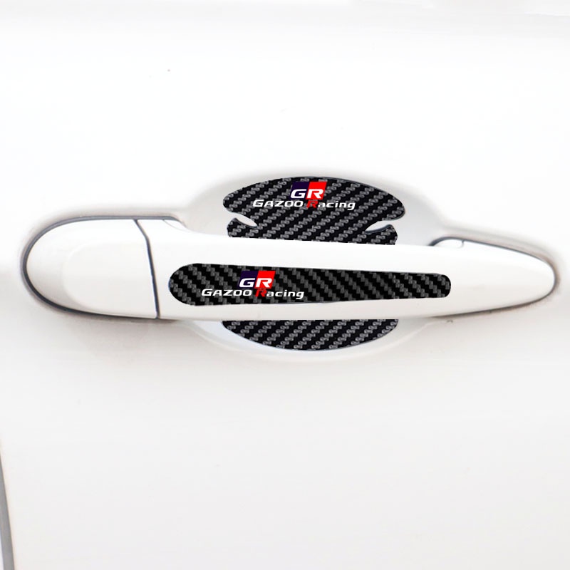 4 / 8Pcs Stiker Film Pelindung Handle Bahan Carbon Fiber Untuk Toyota GR Gazoo Racing Car Bowl